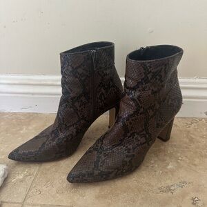 STEVEN Booties in Snake Print Leather